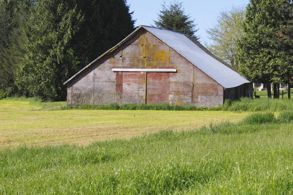 An old, weathered barn
