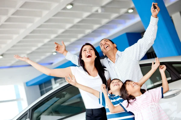Excited family buying a car