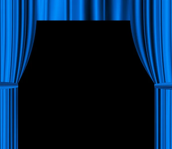 Blue theatre drapered curtain with black empty space for text