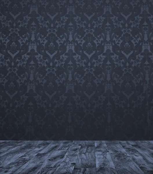 Room interior - vintage wallpaper, wooden floor