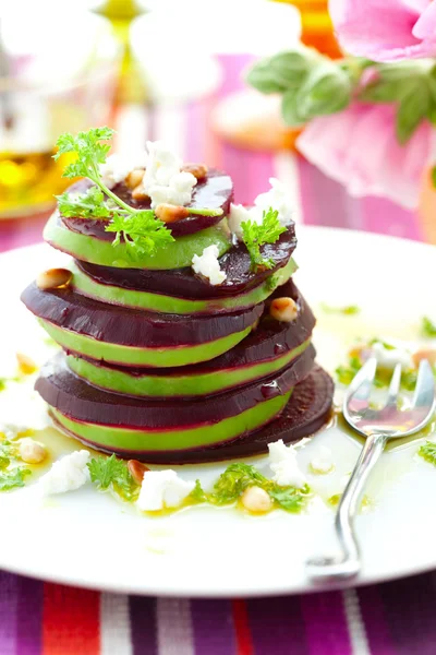 Beetroot,goat cheese and avocado