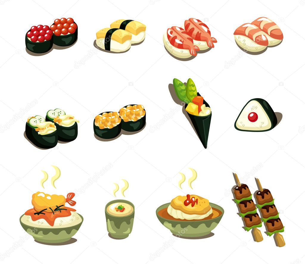 Cartoon Japanese Food Icon Set Stock Vector Image By Mocoo