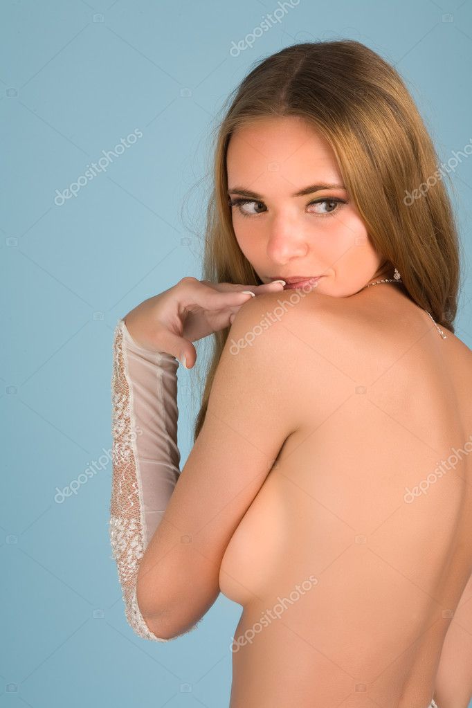 Beautiful Nude Woman On The Blue Background Stock Photo Baton72