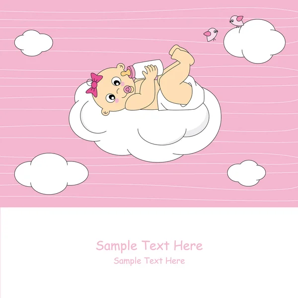 Baby girl arrival announcement card — Stock Vector #8029052