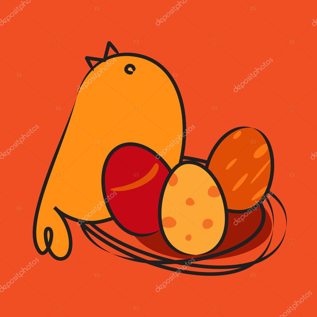 Vogel mit Ostereiern Vogel mit Ostereiern