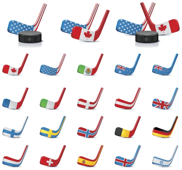 Vector ice hockey sticks-country flags. Part 2