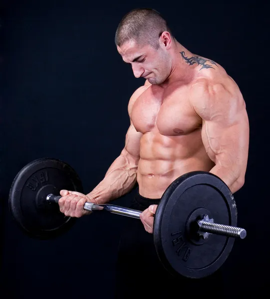 Man with a bar weights