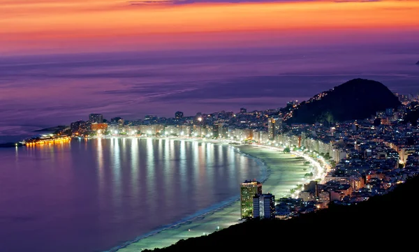 Night view of Copacabana beach. Rio de Janeiro