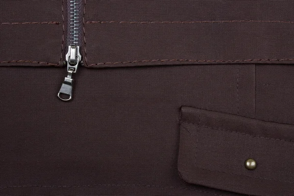Closeup of zipper and pocket