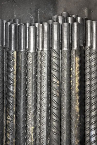 Threaded metal rod, close up of screw thread