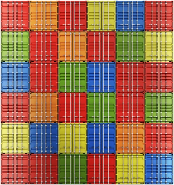 Shipping containers in a grid