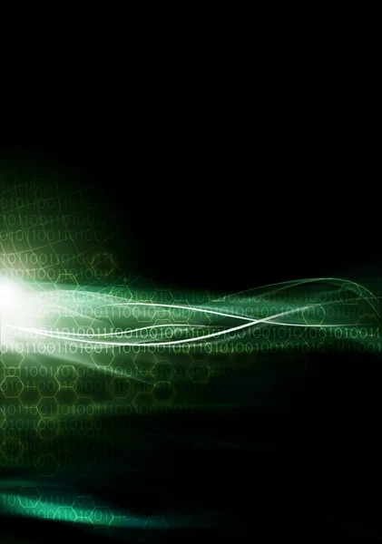 Green abstract background with binary code and copyspace