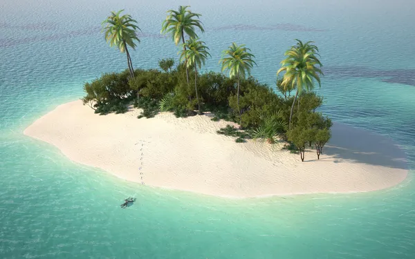 Aerial view of caribbeanl desert island
