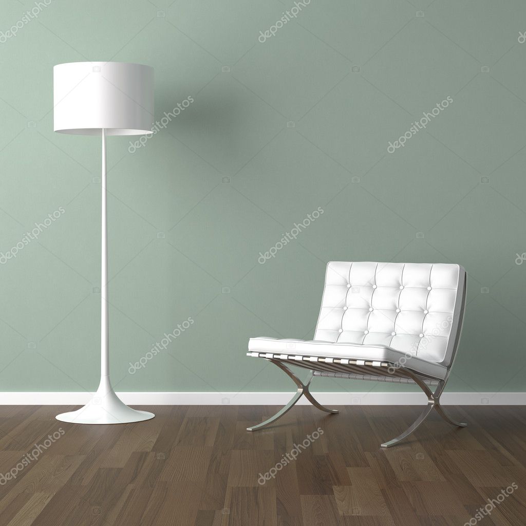Barcelona (stoel) wit en licht op groen — stockfoto © arquiplay77 ...
