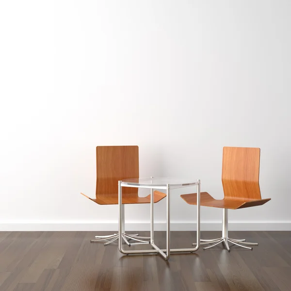 Two wooden chairs on white