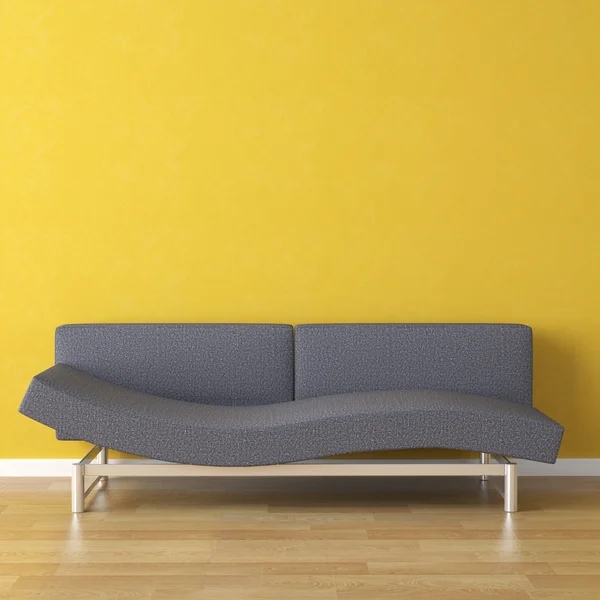 Interior design blue couch on yellow