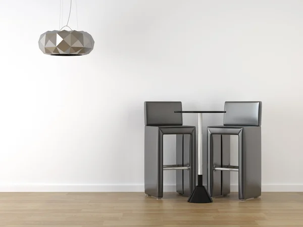 Interior design black stools on white