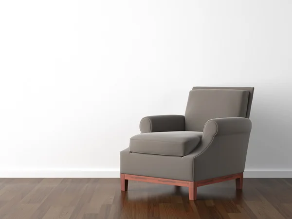 Interior design brown armchair on white