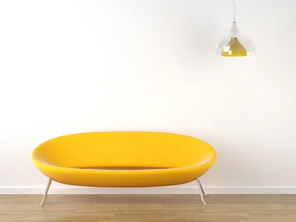 Interior design yellow couch on white — Stock Photo #8213356