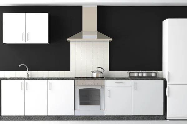 Interior design of modern black kitchen