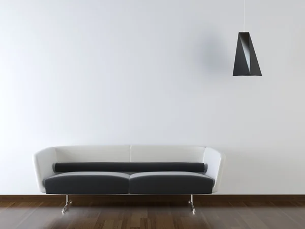Interior design of modern couch on white wall