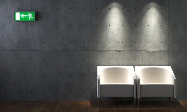 Interior design concrete wall and chairs