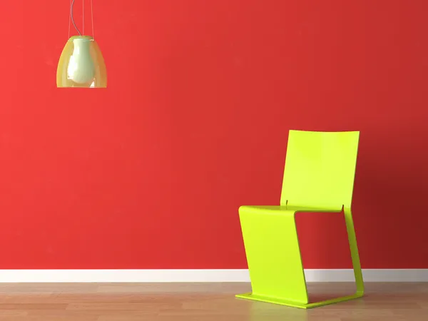 Interior design green wall fuxia couch and lamp — Stock Photo #8215199
