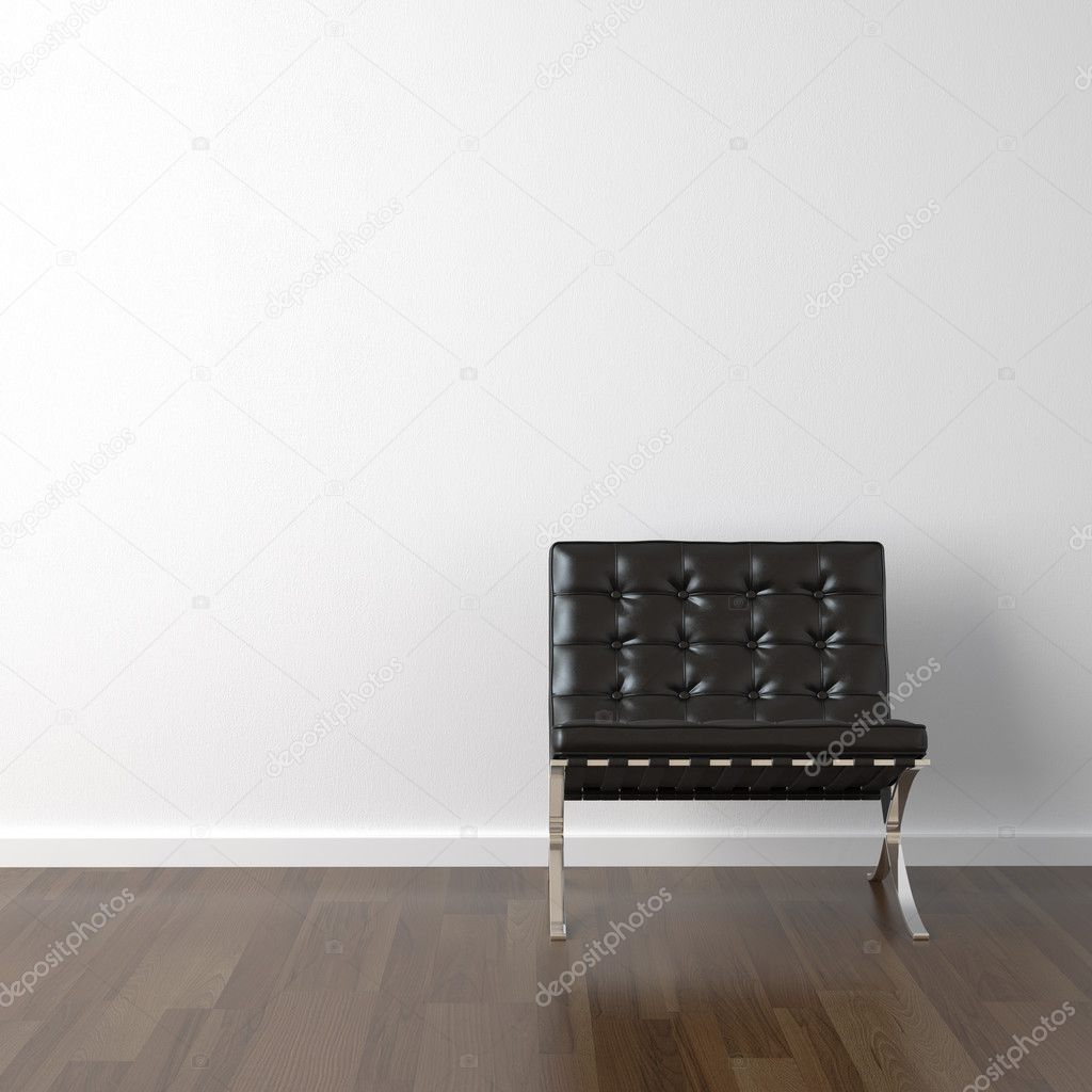 Zwarte leren stoel op witte muur — stockfoto © arquiplay77 #8212671