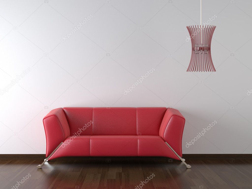 Interieur design rode bank witte muur — stockfoto © arquiplay77 ...