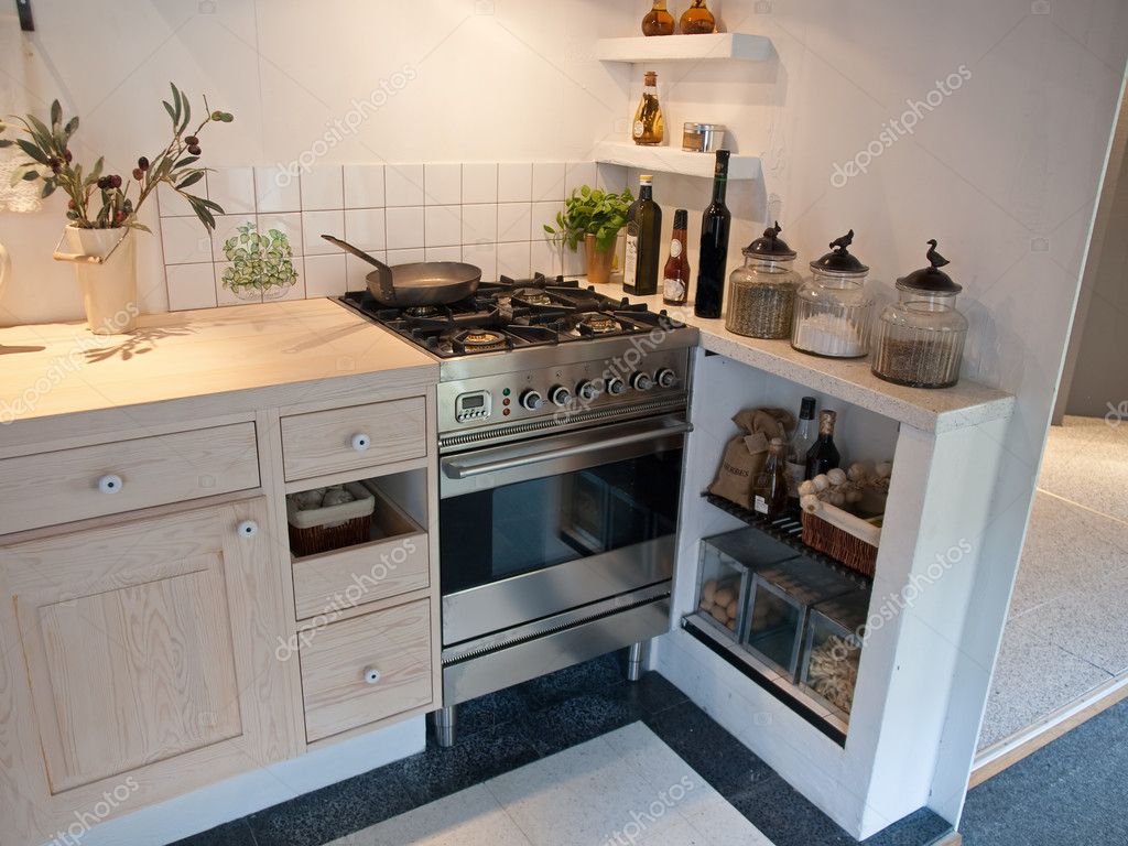 Dettagli della cucina di campagna in legno di design classico ...