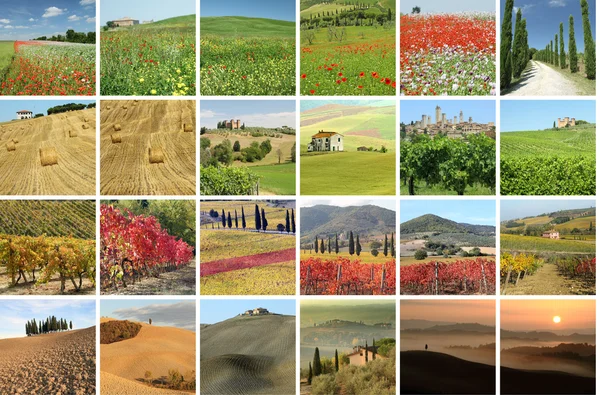 Collage with fantastic landscape of Tuscany