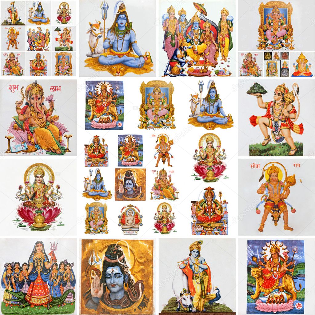 Collection of hindu religious symbols — Stock Photo © Malgorzata