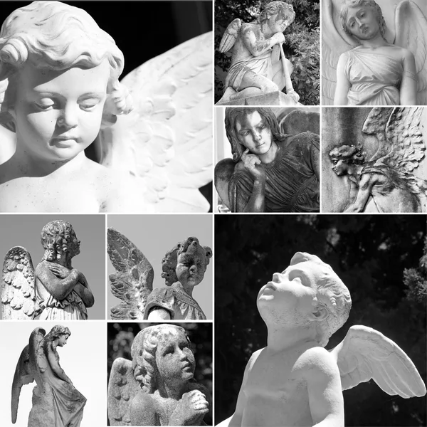 Collage with cemetery angels
