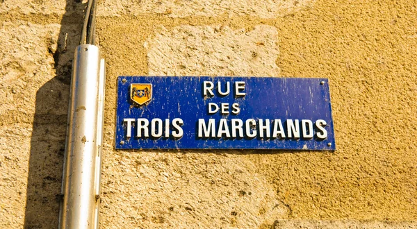 Street name plaque in old town of Bordeaux, France