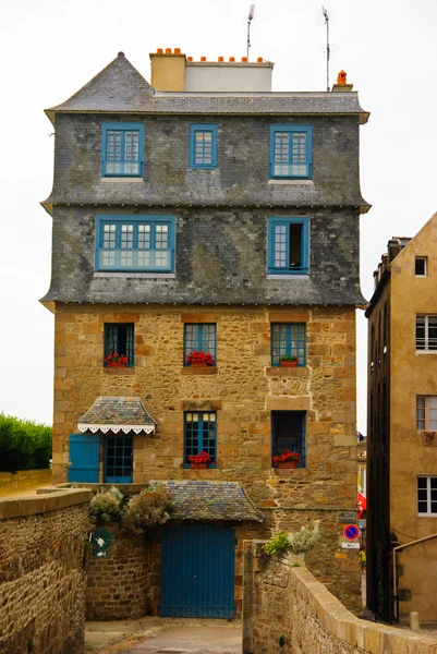 Original Breton architectural style tenement house in Saint-Malo, Brittany, France