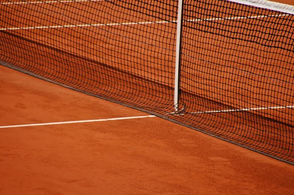 Tennis clay court with net