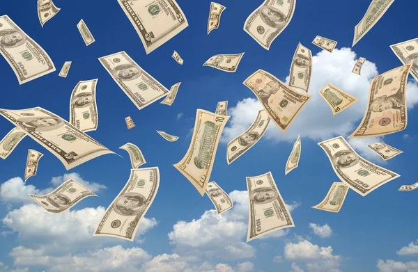 Falling dollars (sky background)