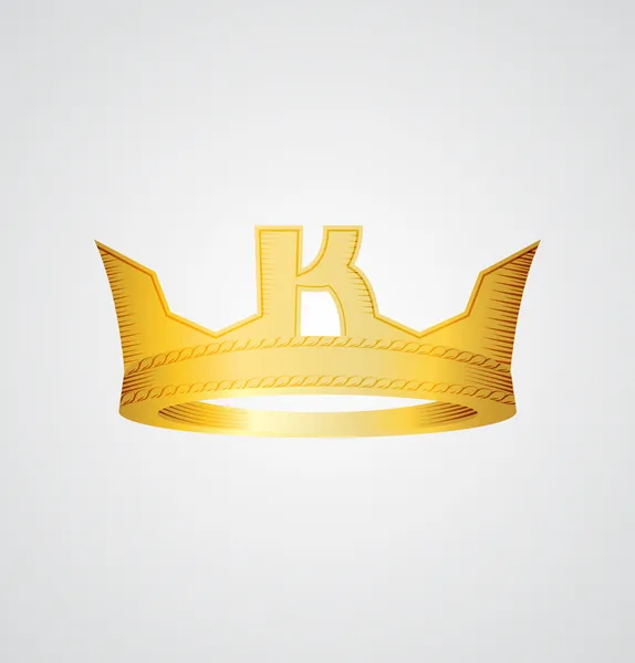 Gold crown with letter K in the front — Stock Vector © mr_arcadio #10041223