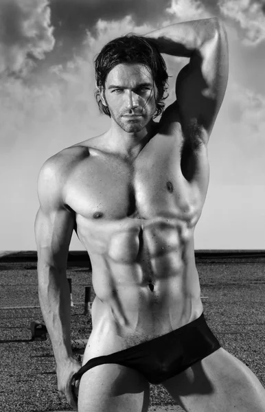 Sexy muscular male fitness model