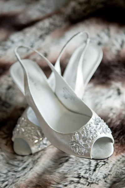 Pair of Beautiful White High Heels for a Wedding