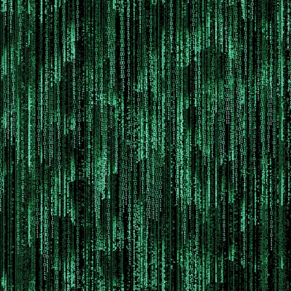 Green binary code on black background