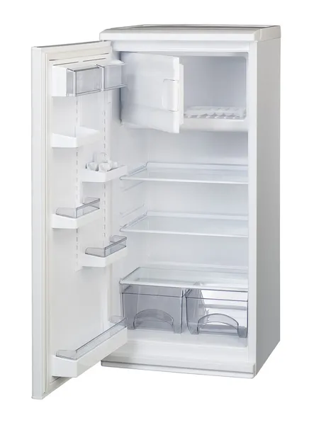 The image of open refrigerator under the white background