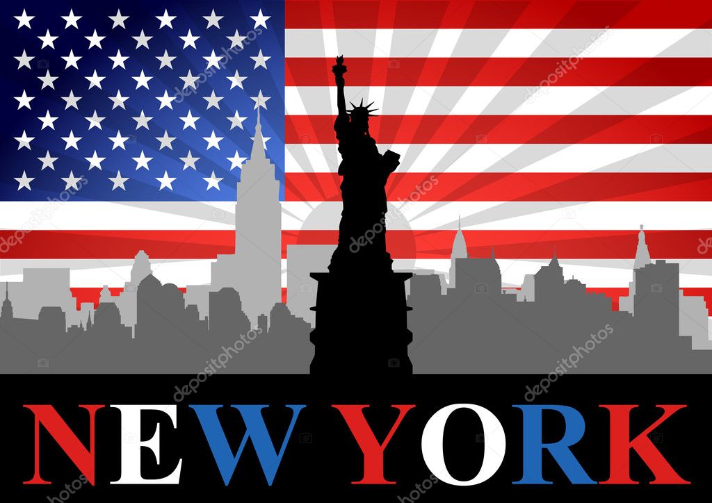 Libertad Y Bandera De Nueva York Ilustraci N De Stock De Jtanki