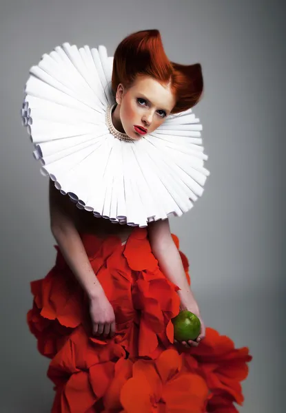 Theatre - pretty redhaired girl in jabot posing