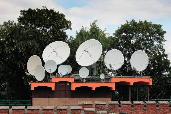 Satellite dishes on a telecommunication center