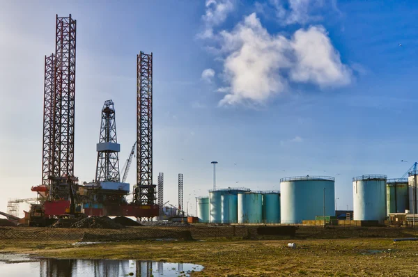Offshore oil rig drilling platform in Esbjerg, Denmark