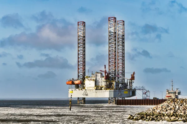 Offshore oil rig drilling platform in Esbjerg, Denmark