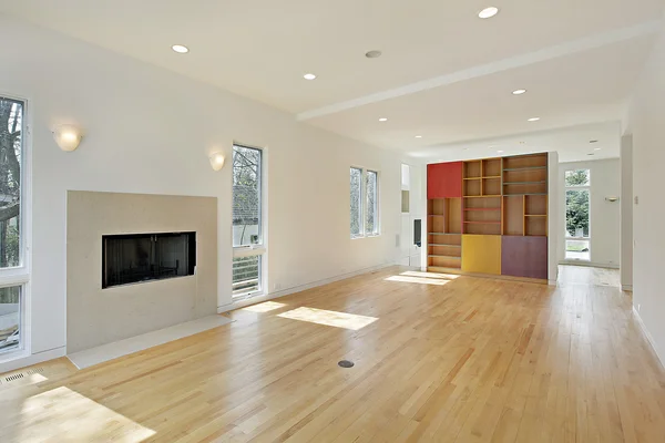 Living room with multi-colored cabinet
