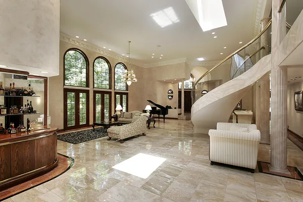 Great room with marble floors