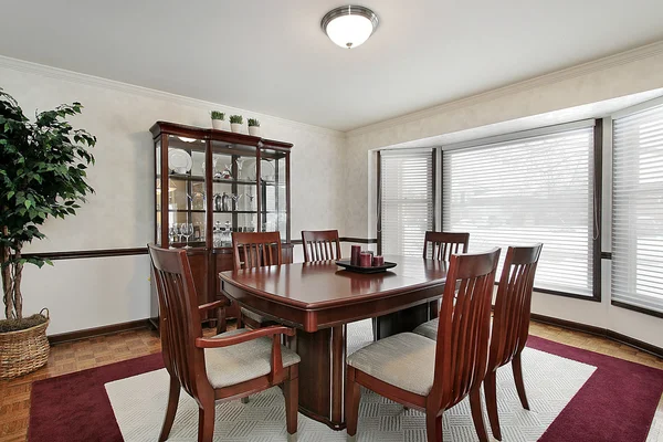 Dining room with bay windows